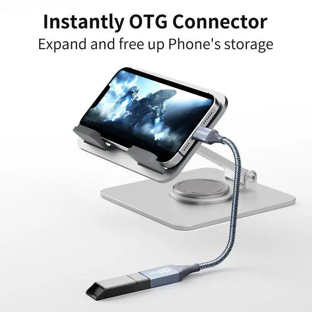 Alt view image 6 of 7 - USB C to USB Adapter 2 Pack: USB Female to USB C Male OTG Cable - 10Gbps SuperSpeed Data Transfer for MacBook Pro/iPad Air, iPhone 17 16 15 Pro Max (0.59ft, Grey)
