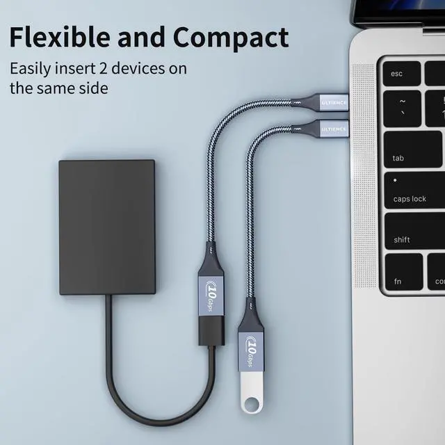 Alt view image 5 of 7 - USB C to USB Adapter 2 Pack: USB Female to USB C Male OTG Cable - 10Gbps SuperSpeed Data Transfer for MacBook Pro/iPad Air, iPhone 17 16 15 Pro Max (0.59ft, Grey)