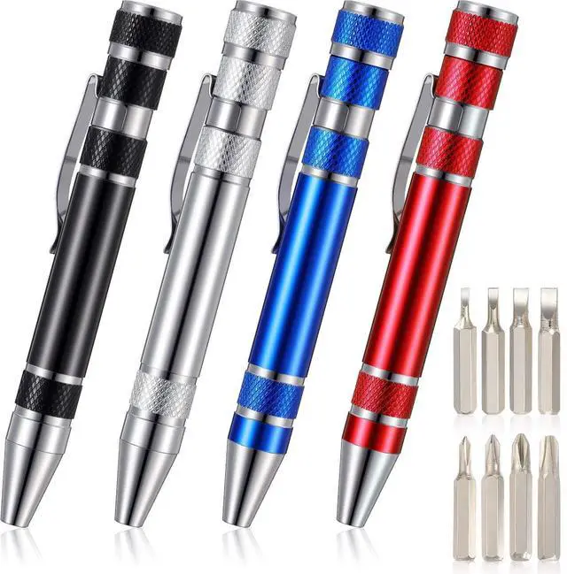 Main image of Pen Screwdriver Fathers Day Dad Gifts Multitool Handy Tool 8 in 1 Magnetic Pocket Screwdriver Precision Function for Mini Gadgets(4 Pieces)