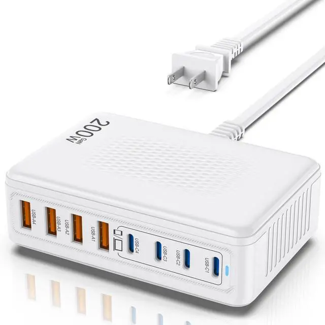 Main image of 200W GaN 8-Port USB C Charging Station, PD 65W Multi-Device Charger
