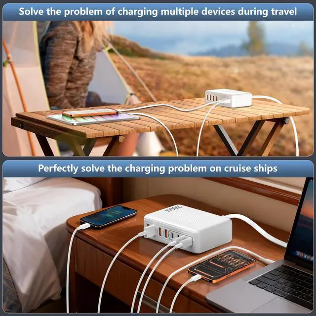 Alt view image 7 of 7 - 200W GaN 8-Port USB C Charging Station, PD 65W Multi-Device Charger