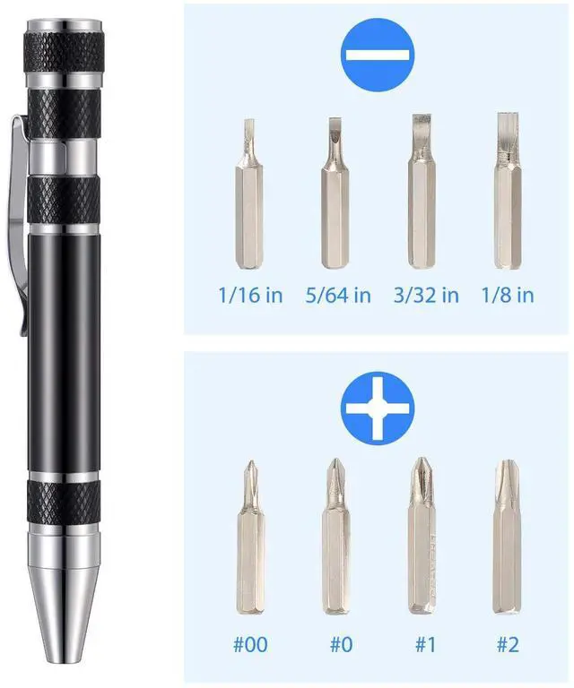 Alt view image 3 of 6 - Pen Screwdriver Fathers Day Dad Gifts Multitool Handy Tool 8 in 1 Magnetic Pocket Screwdriver Precision Function for Mini Gadgets(4 Pieces)