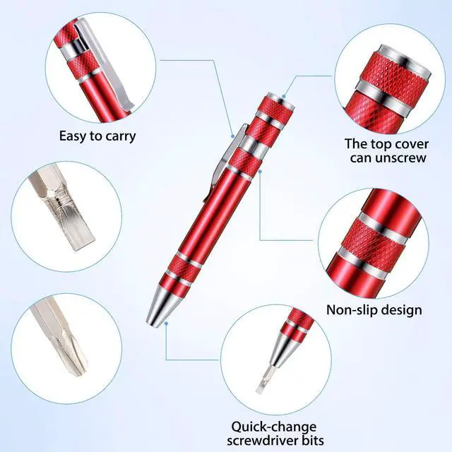 Alt view image 4 of 6 - Pen Screwdriver Fathers Day Dad Gifts Multitool Handy Tool 8 in 1 Magnetic Pocket Screwdriver Precision Function for Mini Gadgets(4 Pieces)