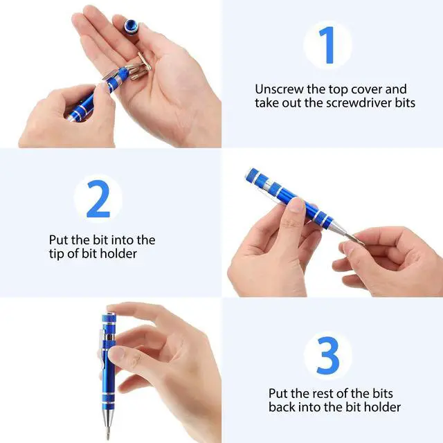 Alt view image 5 of 6 - Pen Screwdriver Fathers Day Dad Gifts Multitool Handy Tool 8 in 1 Magnetic Pocket Screwdriver Precision Function for Mini Gadgets(4 Pieces)