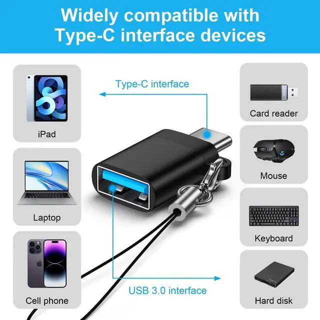 Alt view image 6 of 7 - USB C to USB Adapter 4Pack, USBC Male to A Female 3.0 OTG Adapter for Samsung Galaxy A36 A26 A56 S26 S25 S24 S23 S22, MacBook Pro/Air, Type C Thunderbolt 4 3 Converter for iPhone 17 17e 16, Mac, iPad