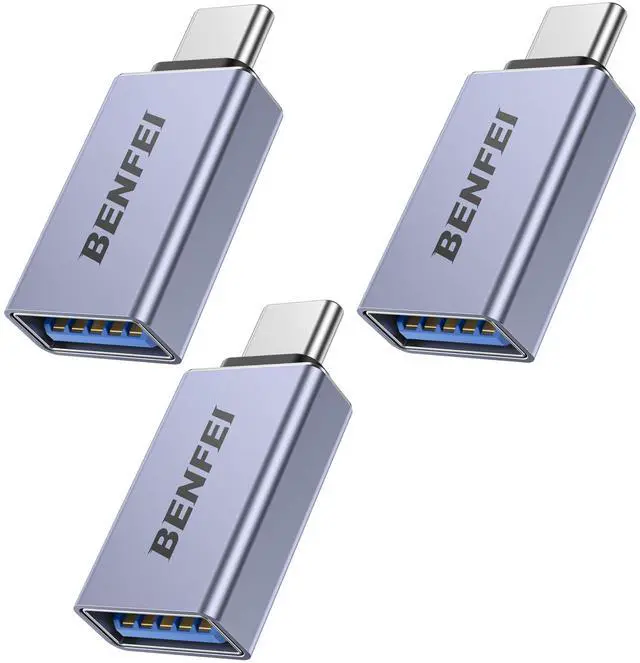 Main image of USB C to USB 3.0 Adapter, 3 Pack USB C to One Male to Female Adapter, Compatible with MacBook 2018 2017 2016, Samsung Galaxy Note 8, Galaxy S8 S8+S9, Google Pixel, Nexus, Grey