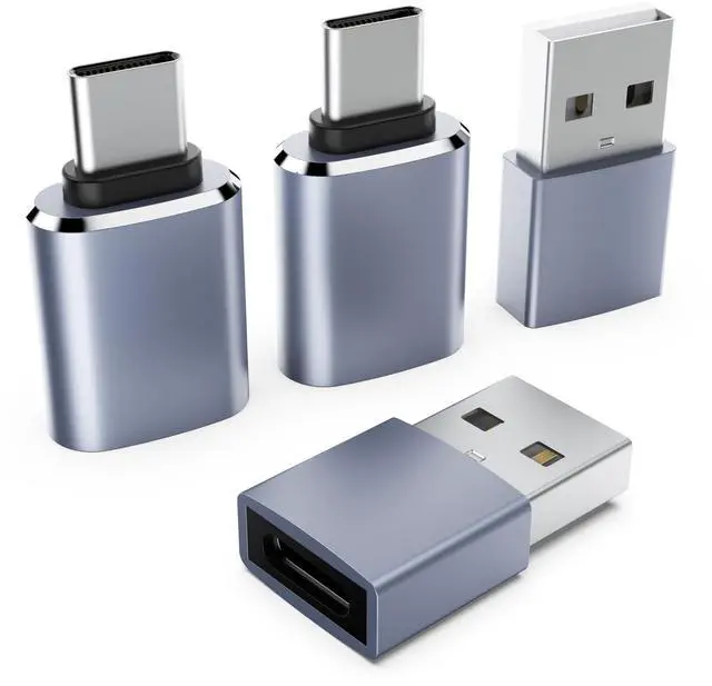 Main image of USB to USB C Adapter for iPhone 17 Charger 4 Pack,USBC Female to A Male OTG Type C Converter for iWatch 7 8 9 10,iPhone 16 15 14 13 Plus Pro Max,AirPods,iPad,Car,Samsung S25 (Light Gray)