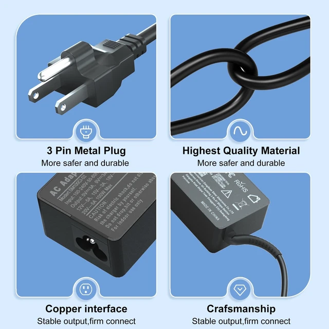 Alt view image 2 of 7 - USB C Charger 100W Laptop Fast Charger Type C Power Adapter for Lenovo Legion Go S, Yoga Pro/Slim 7 9, IdeaPad Pro/Slim 5 7 9 ThinkBook 14 16 14p, ThinkPad P16s T16 E16 L15 Notebook