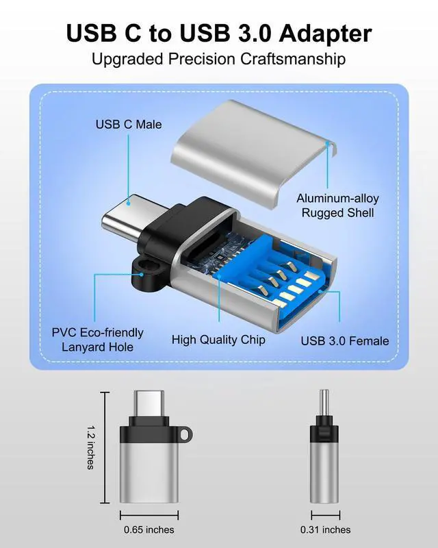 Alt view image 3 of 7 - 4Pack USBC to USB Adapter, Type C to USB Adapter for Android Samsung Galaxy