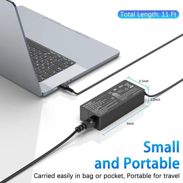 Alt view image 3 of 7 - 100W USB Type C Laptop Charger Universal Compatible with Lenovo, Acer, Dell, HP, Asus, Mac Book and More Devices, USB C Power Adapter