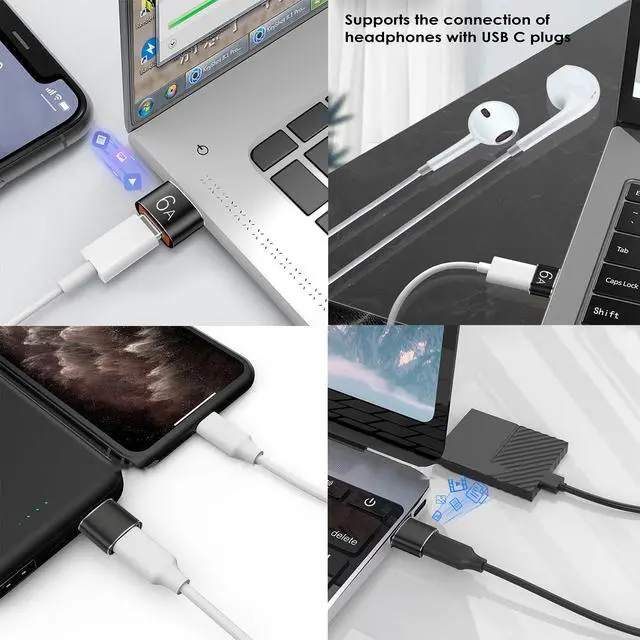 Alt view image 7 of 7 - USB to USB C Adapter 4 Pack, USB A 3.0 Female to USB C Male OTG Adapter x2, Type C Female to USB Male Adapter x2, Compatible with MacBook, iPhone 17/16/15, iPad, Samsung Galaxy, Tablets, Laptops