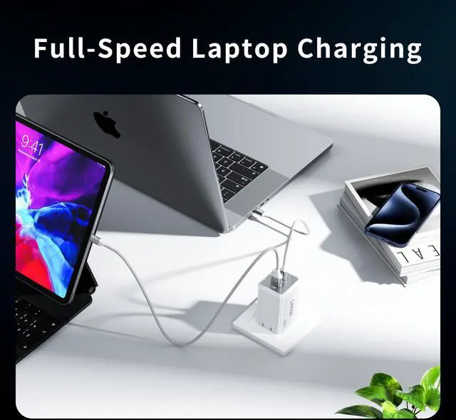 Alt view image 4 of 7 - Mac Book Pro Charger - 140W 2 Port Foldable USB C Charger Fast Charging Compatible with for Mac Book,M1 M2 M3 M4 M5.iPad/iPhone 17/16 Series, Samsung Galaxy, Pixel, Include 5 FT Charge Cable