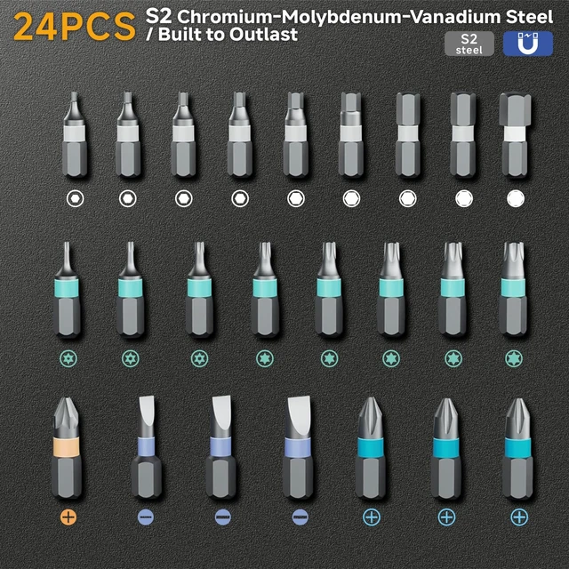 Alt view image 2 of 7 - 24-in-1 Mini Magnetic Ratchet Screwdriver Set | with S2 Steel Bits & Storage Case | Professional Precision Kit for Electronics, Phone, Computer, Furniture & DIY Projects