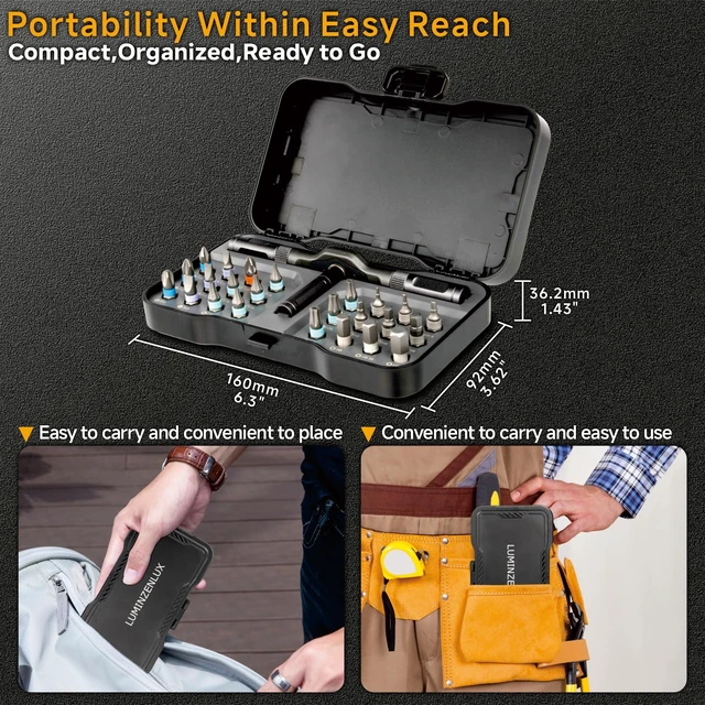 Alt view image 3 of 7 - 24-in-1 Mini Magnetic Ratchet Screwdriver Set | with S2 Steel Bits & Storage Case | Professional Precision Kit for Electronics, Phone, Computer, Furniture & DIY Projects