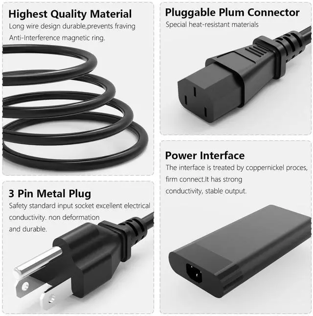 Alt view image 3 of 5 - 200W Laptop Charger Compatible with HP Victus 15 16 Omen 15 17 ZBook Power 16 G11 ZBook Fury 15 16 17 G1i G11 G10 G9 G8 G7 G6 G5 G3 TPN-DA10 L00818-850 Power Supply Cord