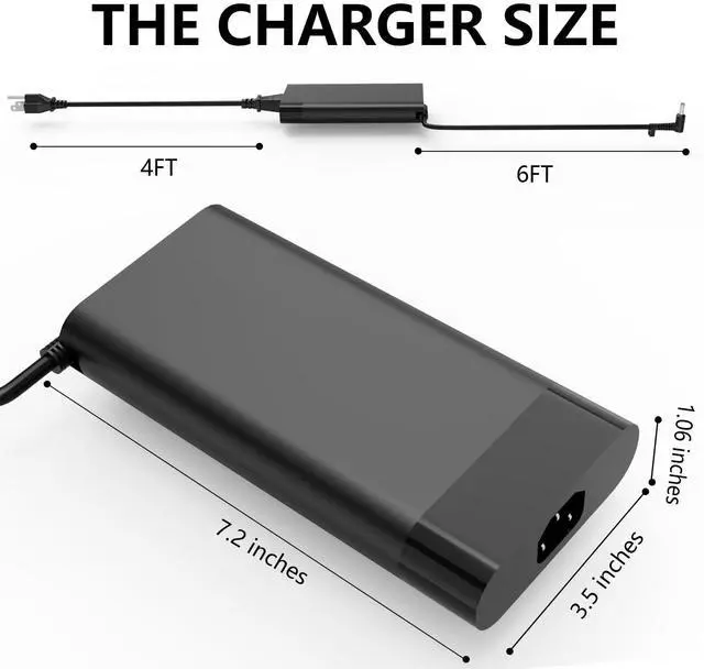 Alt view image 4 of 5 - 200W Laptop Charger Compatible with HP Victus 15 16 Omen 15 17 ZBook Power 16 G11 ZBook Fury 15 16 17 G1i G11 G10 G9 G8 G7 G6 G5 G3 TPN-DA10 L00818-850 Power Supply Cord