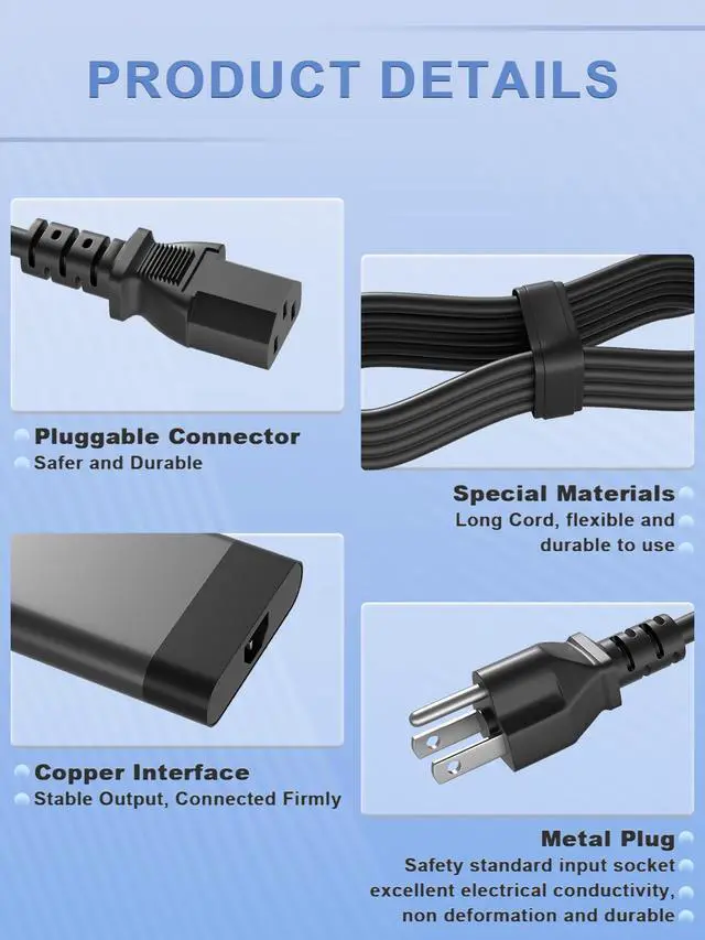 Alt view image 7 of 7 - 200W Charger Compatible with HP Omen 15 16 17 Victus 15 16 Pavilion 15 16 17 Envy 15 16 17 ZBook Create/Firefly/Fury/Power Studio G11 G10 G9 G8 Laptop