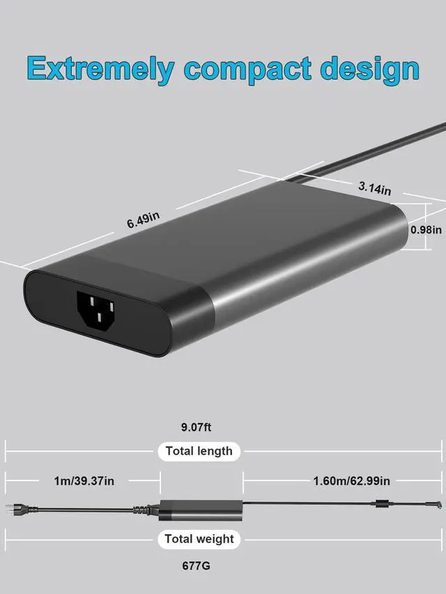 Alt view image 4 of 7 - 200W AC Charger Compatible with HP ZBook 15 15v 17 G3 G4 G5 G6 Power/Fury/Create/Firefly G7 G8 G9 G10 G11 ZBook Studio x360 G3 G4 G5 G6 G7 G8 G9 G10 G11 ZHAN 99 Elitebook 1050 Laptop