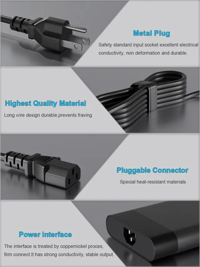 Alt view image 6 of 7 - 200W AC Charger Compatible with HP ZBook 15 15v 17 G3 G4 G5 G6 Power/Fury/Create/Firefly G7 G8 G9 G10 G11 ZBook Studio x360 G3 G4 G5 G6 G7 G8 G9 G10 G11 ZHAN 99 Elitebook 1050 Laptop