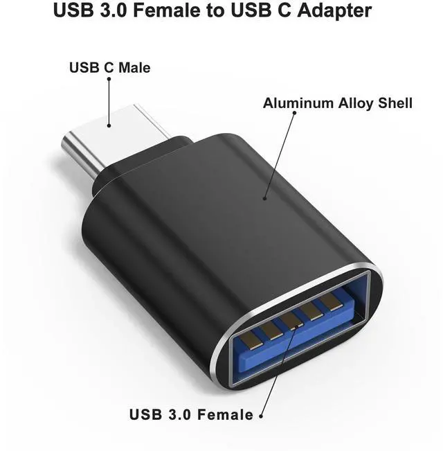 Alt view image 3 of 7 - 6 Pack USB C to USB Adapter, USB Type C Male to USB A 3.0 Female OTG Adapter for iPhone 17 16 15 Pro Max, MacBook Pro, Flash Thumb Drive, iPad, Samsung Galaxy, XPS and More Type C Device (Black)