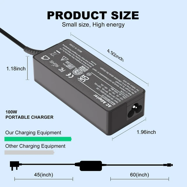 Alt view image 6 of 7 - USB C Charger 100W Laptop Fast Charger Type C Power Adapter for Lenovo Legion Go S, Yoga Pro/Slim 7 9, IdeaPad Pro/Slim 5 7 9 ThinkBook 14 16 14p, ThinkPad P16s T16 E16 L15 Notebook