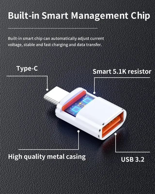 Alt view image 6 of 7 - USB C to USB Adapter 100W Fast Charging for USBC Smartphones
