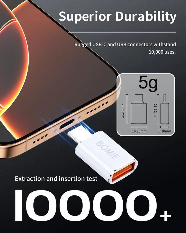 Alt view image 7 of 7 - USB C to USB Adapter 100W Fast Charging for USBC Smartphones