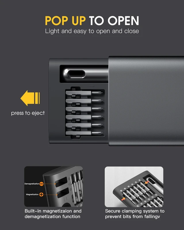 Alt view image 4 of 7 - 51 in 1 Precision Screwdriver Set, Portable Screwdriver Set with 48 Magnetic Bits Torx Hex Screwdriver for iPhone, Laptop, PC, Watch, Glasses