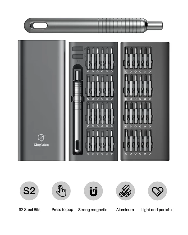 Alt view image 5 of 7 - 51 in 1 Precision Screwdriver Set, Portable Screwdriver Set with 48 Magnetic Bits Torx Hex Screwdriver for iPhone, Laptop, PC, Watch, Glasses