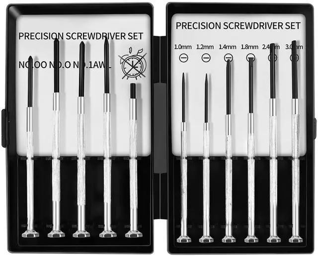 Main image of 11PCS Mini Screwdriver Set,Small Screwdriver Set with 11 Different Size Flathead and Phillips Screwdrivers Repair for Watches,Computers,Toys and Jewelr