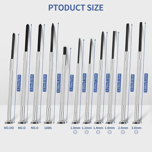 Alt view image 2 of 7 - 11PCS Mini Screwdriver Set,Small Screwdriver Set with 11 Different Size Flathead and Phillips Screwdrivers Repair for Watches,Computers,Toys and Jewelr
