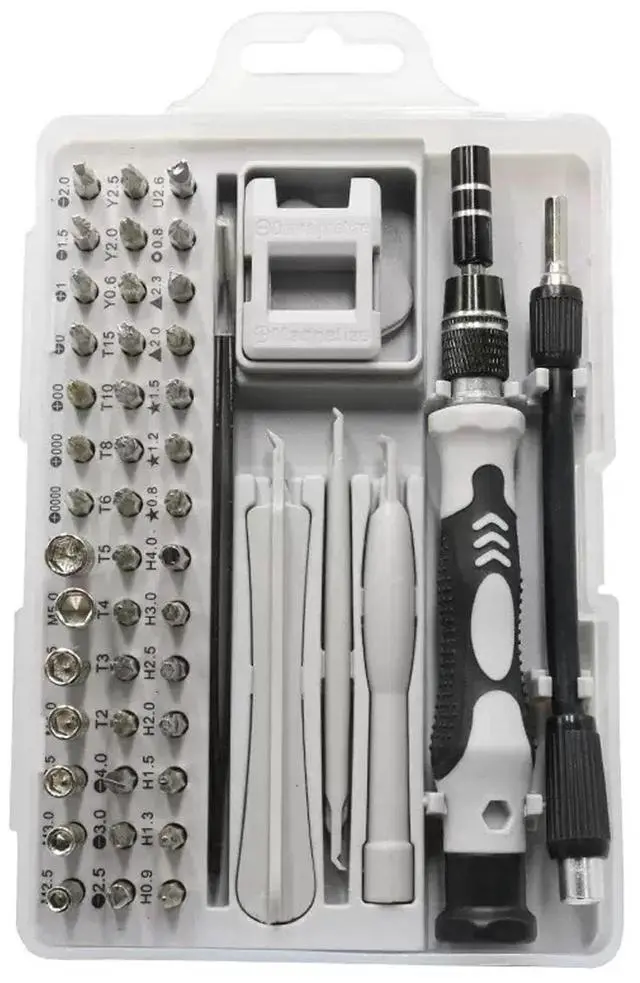 Main image of Precision Screwdriver Set 52 Pieces Small Magnetic Screwdriver Bits Electronic Repair Kit with No-Slip Handle, Tweezers, Pry Tools, Suitable for Repairing Mobile Phones, Laptops, Game Controller