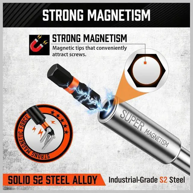 Alt view image 3 of 7 - Magnetic Portable Screwdriver Bit Set: 8-in-1 Ratcheting Screw Driver Includes 1/4Bit Driver Holder, 7 Screwdriver Bits with Phillips, Slotted, Square, Hex, for Garage & Daily Repair