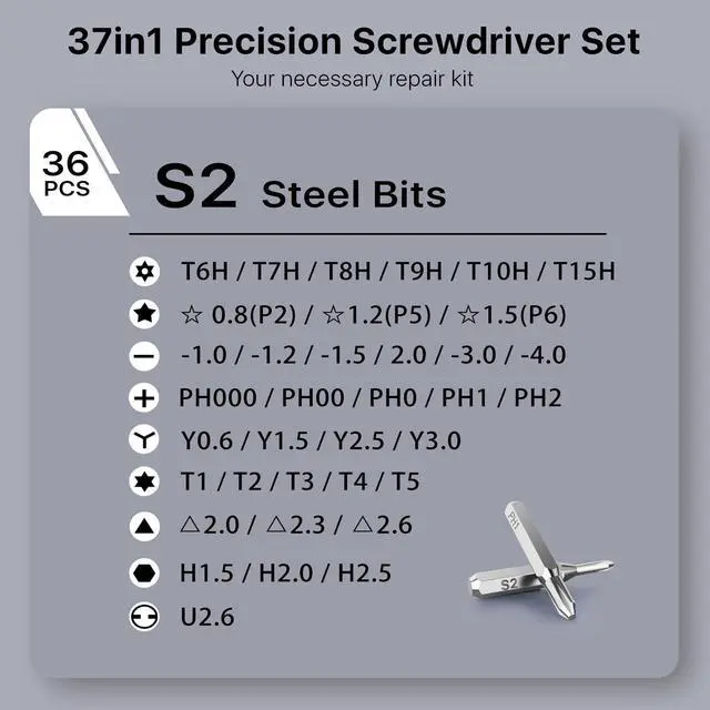 Alt view image 2 of 7 - Stocking Stuffers for Men Adults Him, 37in1 Small Precision Screwdriver Set, Christmas Gifts, Professional Magnetic Mini Repair Tool Kit for Computer, Watch, Laptop, Tiny Electronic