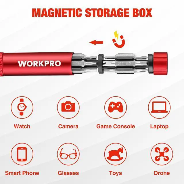 Alt view image 2 of 7 - 24 in 1 Multi Bit Mini Screwdriver Set Magnetic, Manual Pen Screwdrivers, Tough S2 Steel Small Screwdriver Bits for Eyeglass, Watch, Laptop, Phone, Jewelry and Electronic, Red