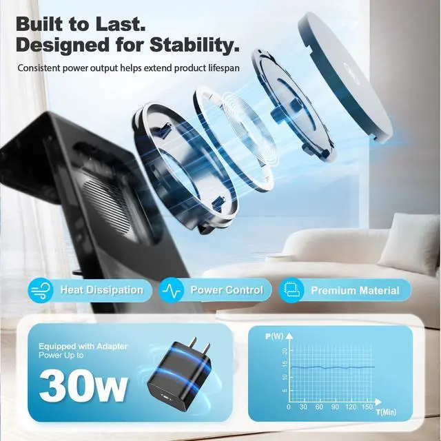 Alt view image 5 of 7 - 3-in-1 Magnetic Wireless Charger Stand for Apple, 15W Fast Charging Station for iPhone 17 16 15 14 13 Pro Max, AirPods, Watch-Desktop Stand with Sleep-Friendly Light, Ideal for Bedside & Desk
