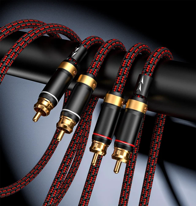 Alt view image 2 of 7 - Auidophile 2RCA Male to 2RCA Male Stereo Audio Cable,Gold Plated 4N Oxgen-Free Copper Core (3 Feet (1M))