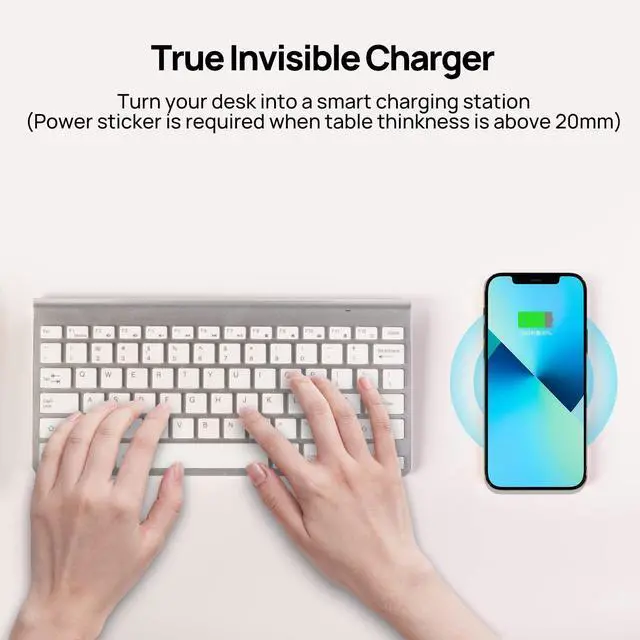 Alt view image 5 of 7 - Invisible Wireless Charger,30mm Under Desk Charger Mat, Furniture Table Nightstand Desktop Charging Station for iPhone17/16/15/14/13/12/Samsung/LG/Google Pixel Desk Essentials(with QC Adapter)