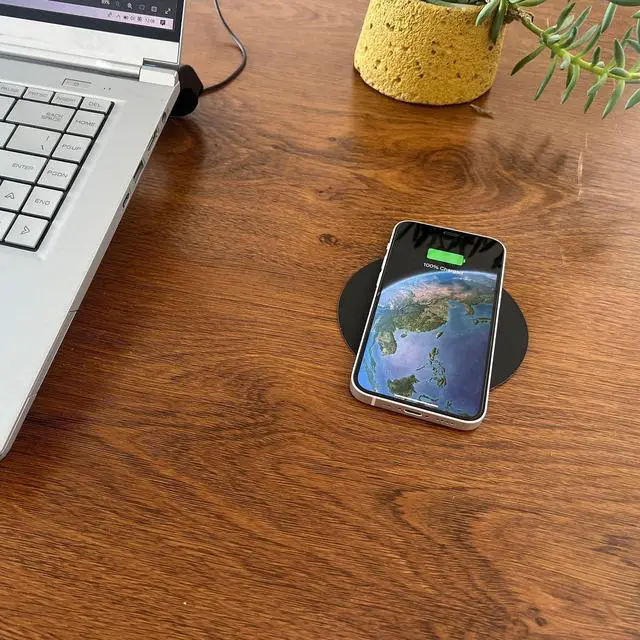 Alt view image 3 of 4 - 40MM Magnetic Invisible Wireless Charger, Under Desk 15W Furniture Wireless Charging Pad for Magsafe iPhone 15/14 (with PD Adapter) (Magsafe Desk Sticker Coil Included)