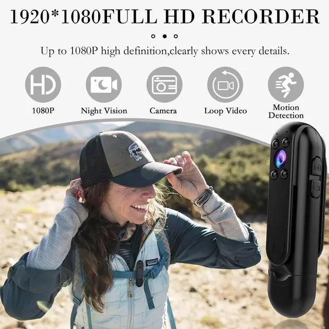 Alt view image 2 of 6 - Mini Body Camera with Audio and Video Recording HD 1080P Body Cam, 32GB Wearable POV Camcorder for Civilians, Outdoor Sports