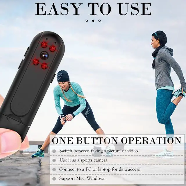 Alt view image 5 of 6 - Mini Body Camera with Audio and Video Recording HD 1080P Body Cam, 32GB Wearable POV Camcorder for Civilians, Outdoor Sports