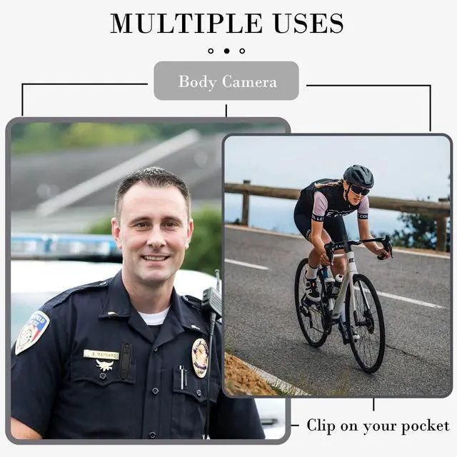 Alt view image 6 of 6 - Mini Body Camera with Audio and Video Recording HD 1080P Body Cam, 32GB Wearable POV Camcorder for Civilians, Outdoor Sports