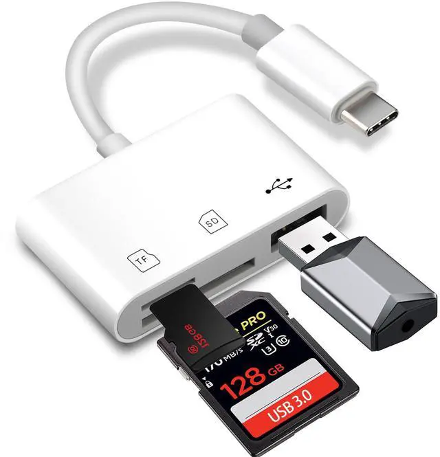 Main image of USB C SD Card Reader, SD Card Reader for iPhone 15 16 iPad/Mac/Android Devices, 3 in 1 Memory Card Reader with SD/MicroSD & USB Port, Plug and Play