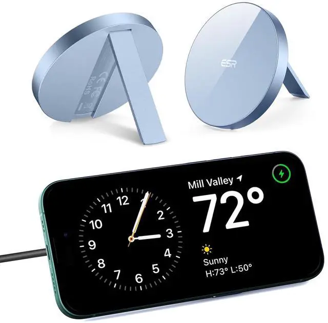 Main image of for Magsafe Charger, Wireless Charger Kickstand, Charging Pad for iPhone 16/15/14/13/12 Series and AirPods 4/3/Pro/Pro 2, Galaxy S25 Strong Magnetic Charger Pad with 5 ft Removable Cable, Blue