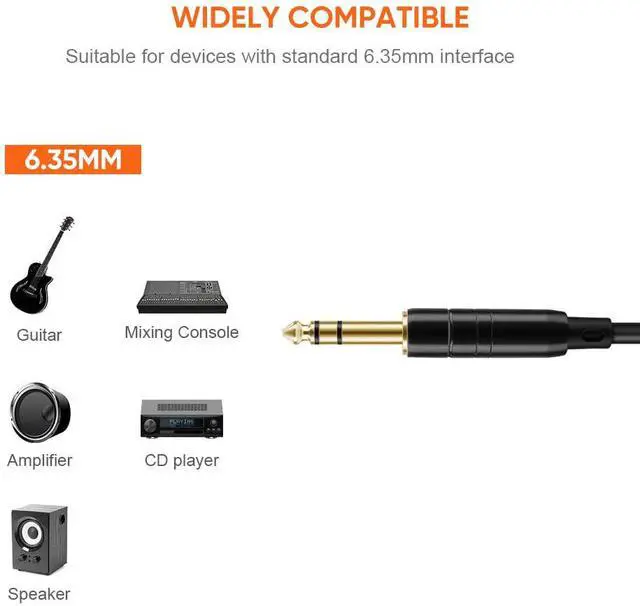 Alt view image 5 of 6 - 1/4 Inch 6.35mm TRS Balanced Stereo Instrument Guitar Cable