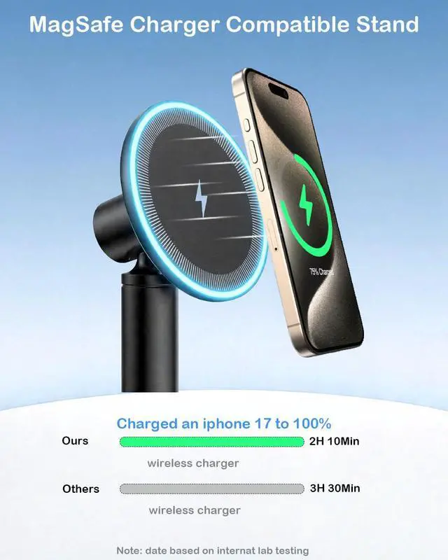Alt view image 3 of 7 - Magnetic Wireless Charger Stand for iPhone 17/16/15/14/13(No Adapter)