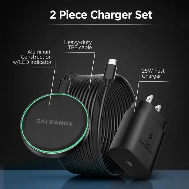 Alt view image 5 of 7 - Magnetic Charger for Samsung Galaxy Phones, Fast Wireless Charging with Wall Adapter and 6Ft Cable (S25 Ultra, Plus/ S24 Ultra) Compatible with MagSafe, Black