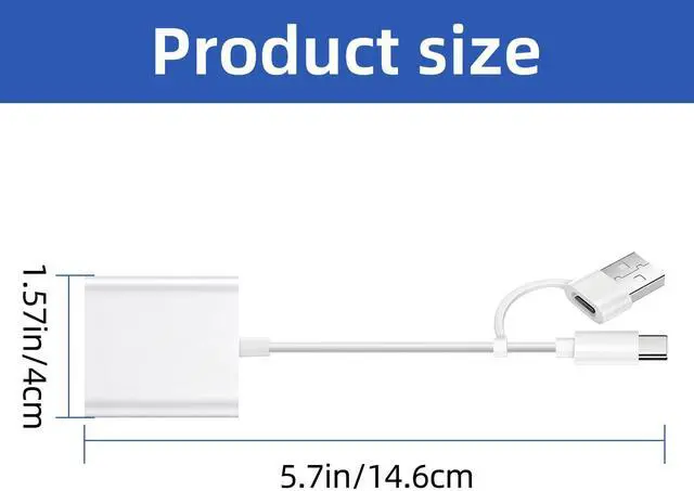 Alt view image 4 of 4 - USB C SD Card Reader, USB SD Card Reader, Supports SD and Micro SD Memory Card Adapters for iPhone 15 16 17/iPad/MacBook/Mac, with USB to USB C Adapter
