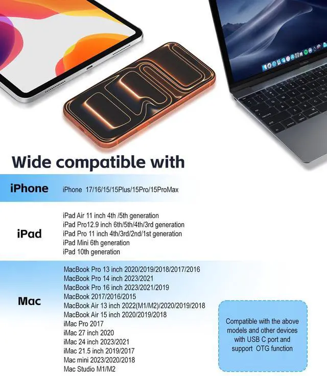 Alt view image 6 of 7 - SD Card Reader, USB 3.0 Type C High Speed to SD/TF Card Adapter for iPhone 17/16/15, Memory Card Reader with SD MicroSD Dual Slots for iMac/iPad/MacBook Pro/Air/Neo,Android Phone/Tablet