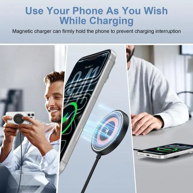 Alt view image 7 of 7 - Samsung S26 Ultra Wireless Charger Fast Charging Pad Magnetic Charger for Samsung Galaxy S26 Plus/S25 Ultra/S24/S23/S22/2Pack 15W Fast Magsafe Charger Pad with USB A Adapter for iPhone 17 Pro/16/15/14